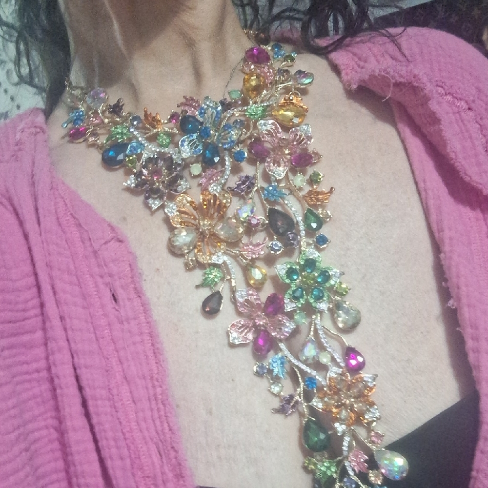 Floral Multicolor Statement Necklace